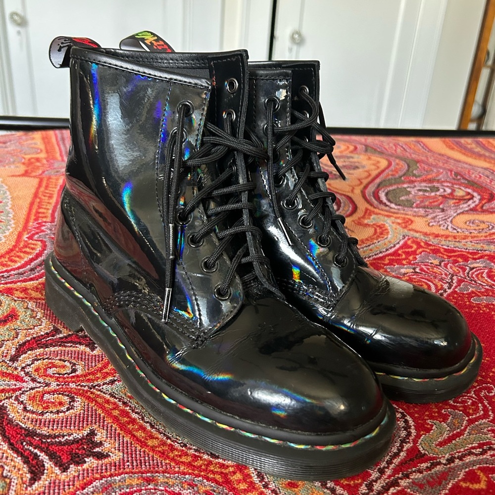 Iridescent Black Rainbow Size 8.5 Doc Martens